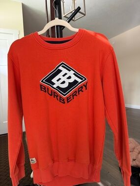 Burberry Orange Crewneck with Navy Logo